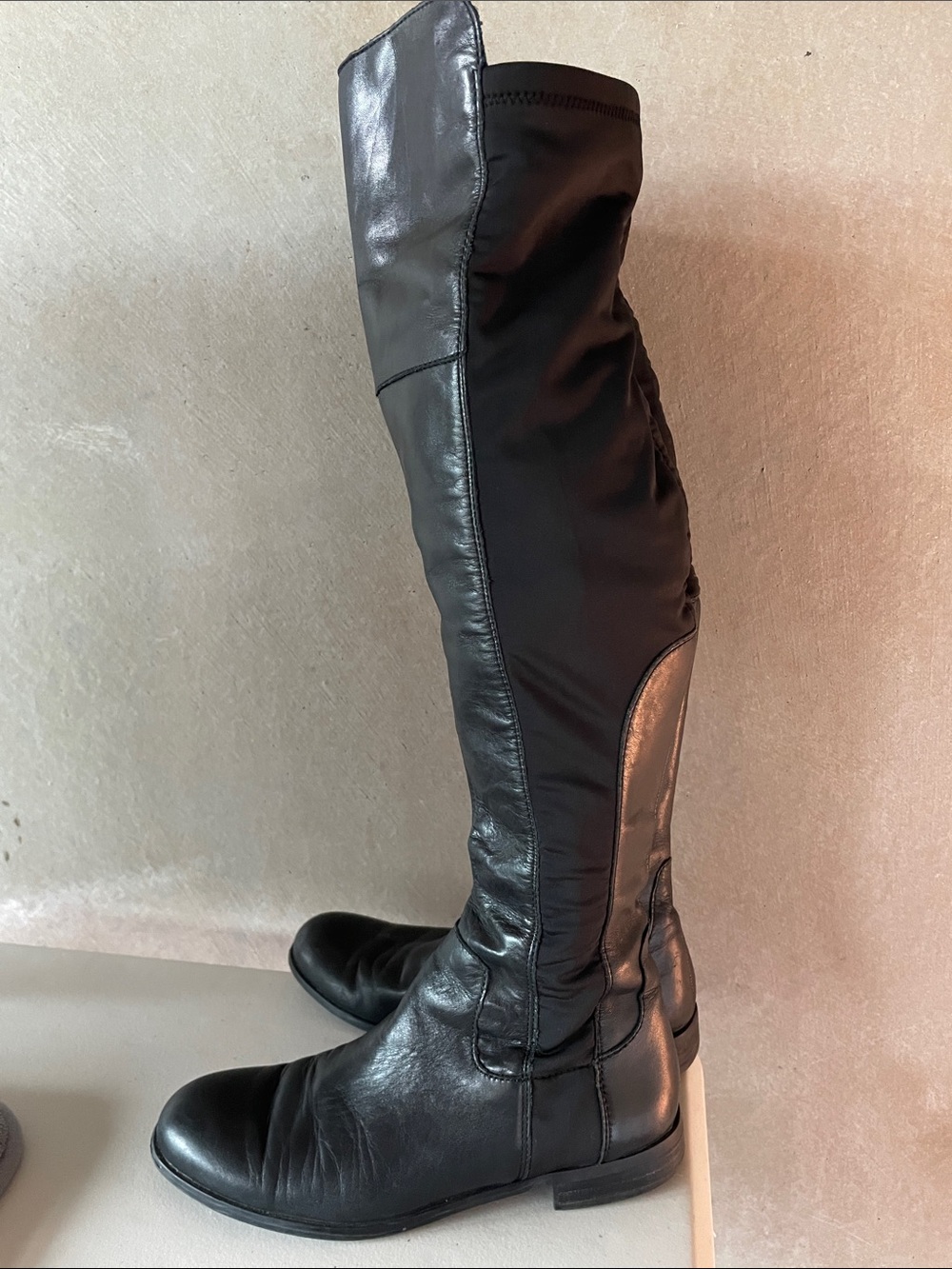 Franco Sarto Black Glove-Leather Over-The-Knee Boots